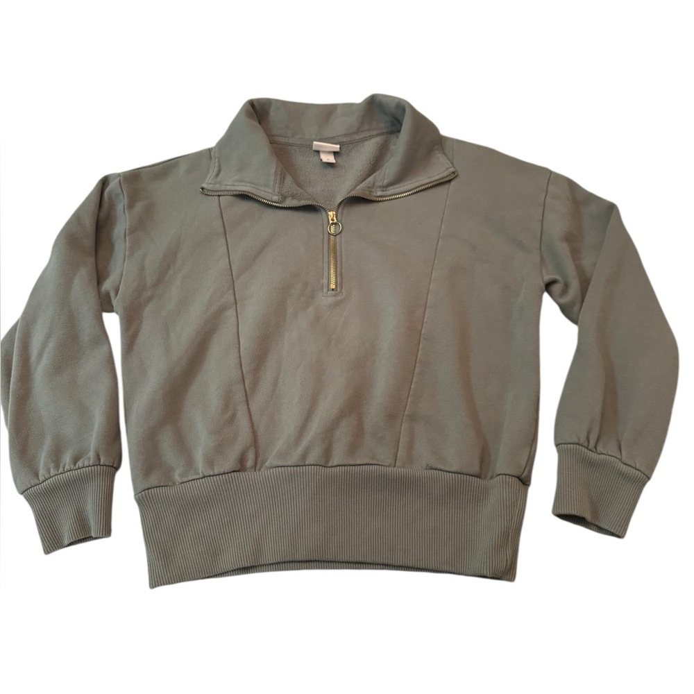 A New Day Sage Green Quarter-Zip Cropped Pullover Sweatshirt Size S